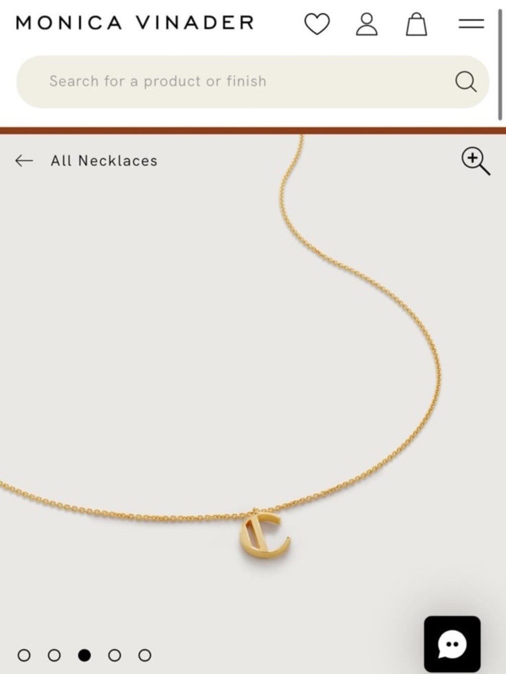 MONICA VINADER Gold Initial C Pendant Necklace